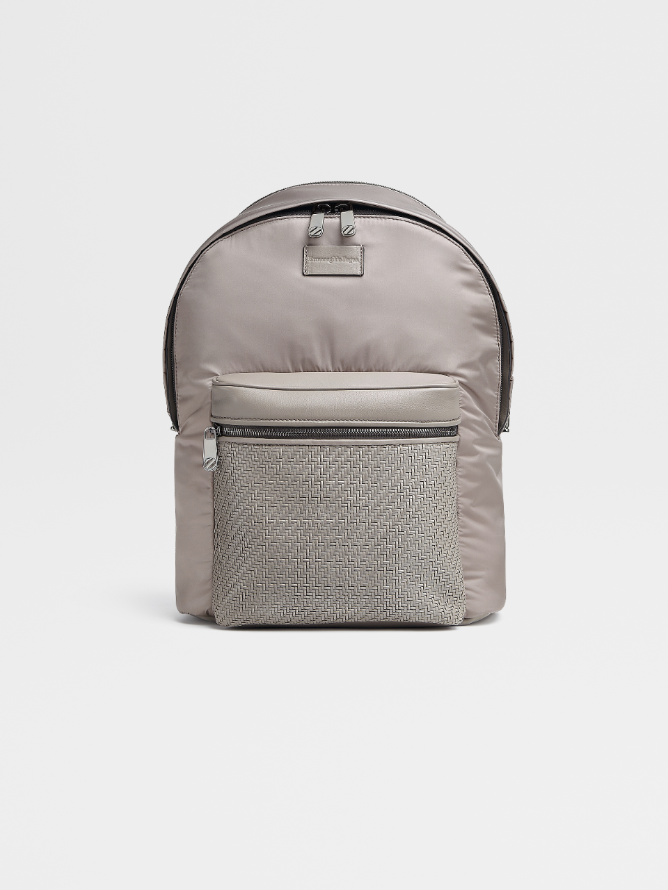 Light Grey PELLETESSUTA™ and Nylon Hoodie Backpack